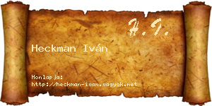 Heckman Iván névjegykártya